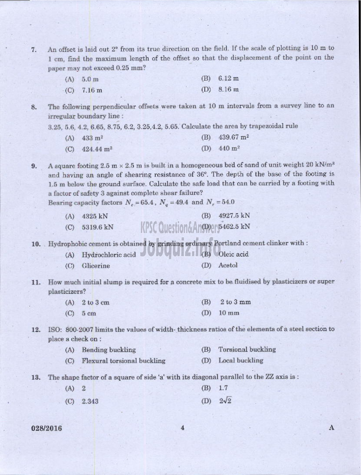 Kerala PSC Question Paper - ASSISTANT ENGINEER DIRECT/BY TRANSFER KERALA WATER AUTHORITY-2