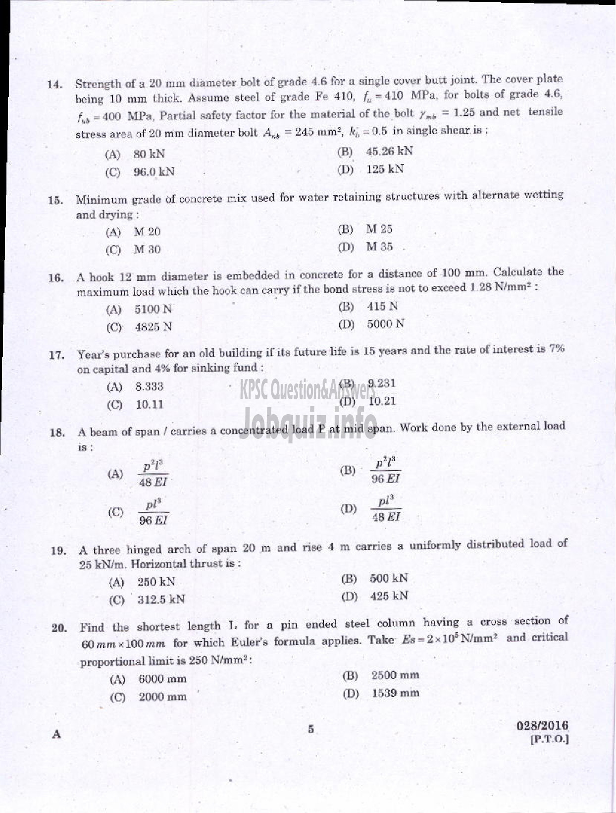 Kerala PSC Question Paper - ASSISTANT ENGINEER DIRECT/BY TRANSFER KERALA WATER AUTHORITY-3