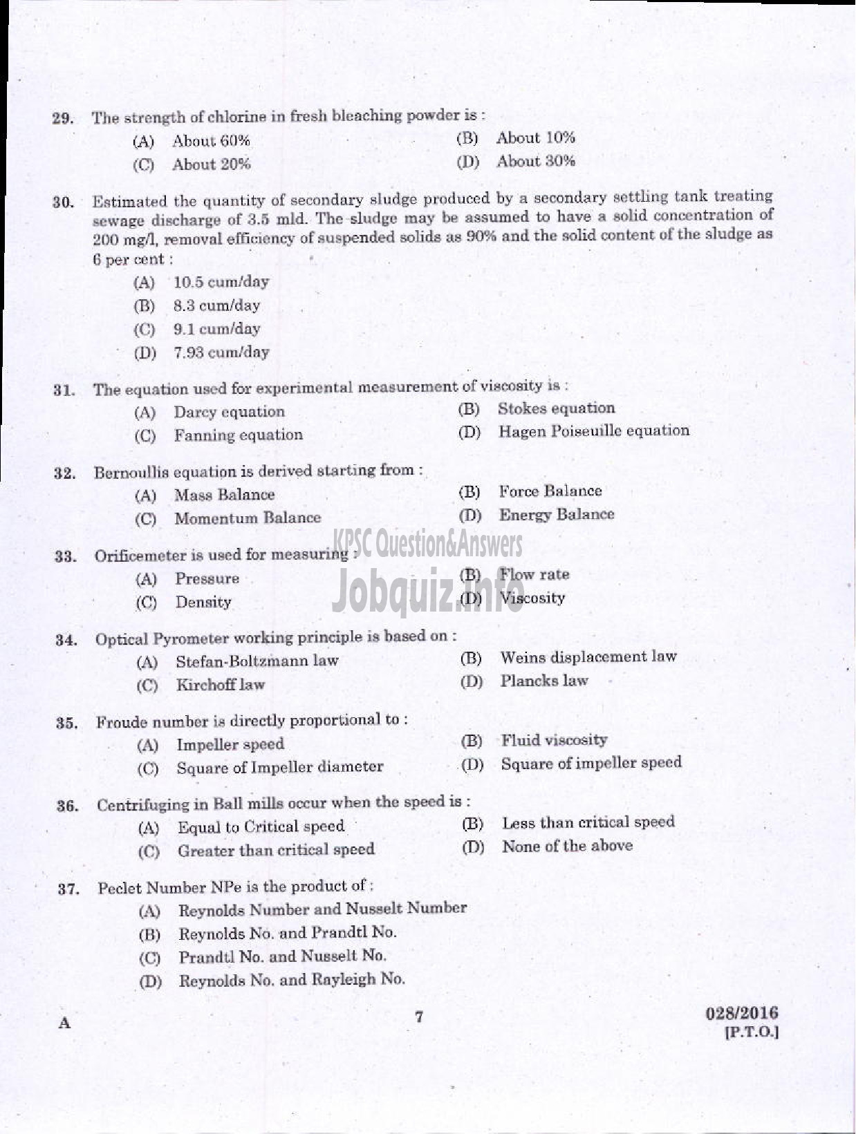 Kerala PSC Question Paper - ASSISTANT ENGINEER DIRECT/BY TRANSFER KERALA WATER AUTHORITY-5