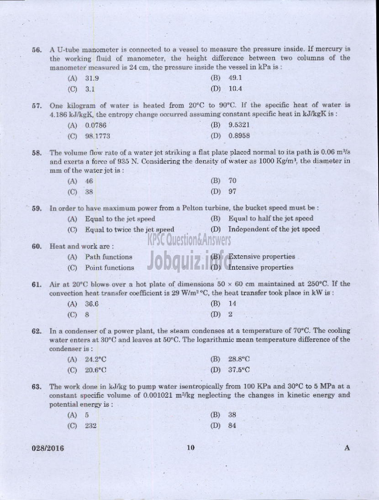 Kerala PSC Question Paper - ASSISTANT ENGINEER DIRECT/BY TRANSFER KERALA WATER AUTHORITY-8