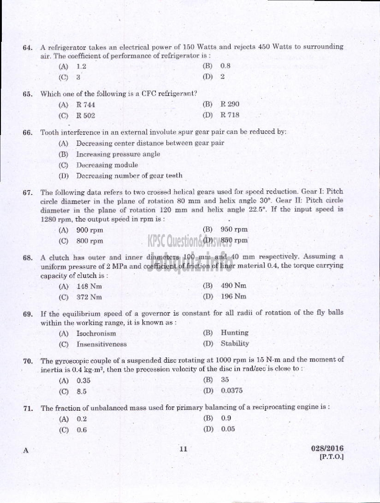 Kerala PSC Question Paper - ASSISTANT ENGINEER DIRECT/BY TRANSFER KERALA WATER AUTHORITY-9