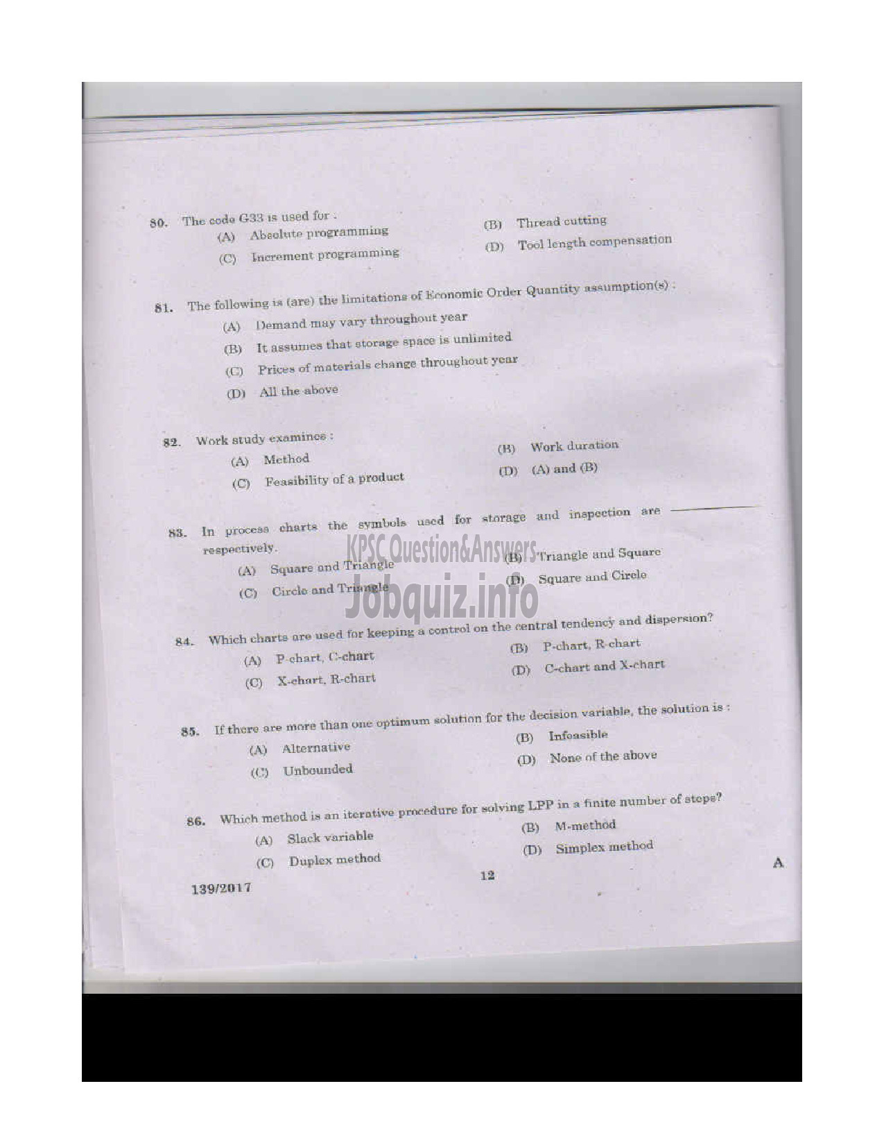 Kerala PSC Question Paper - ASSISTANT ENGINEER GROUND WATER DEPARTMENT-11