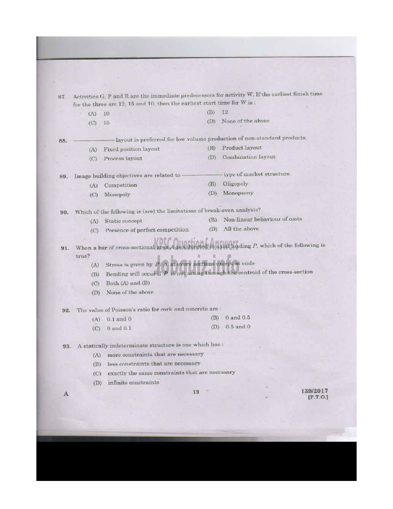 Kerala PSC Question Paper - ASSISTANT ENGINEER GROUND WATER DEPARTMENT-12