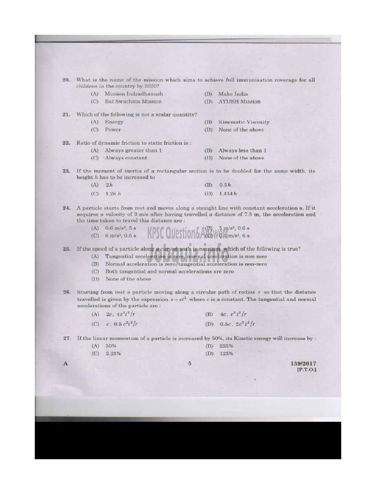 Kerala PSC Question Paper - ASSISTANT ENGINEER GROUND WATER DEPARTMENT-4