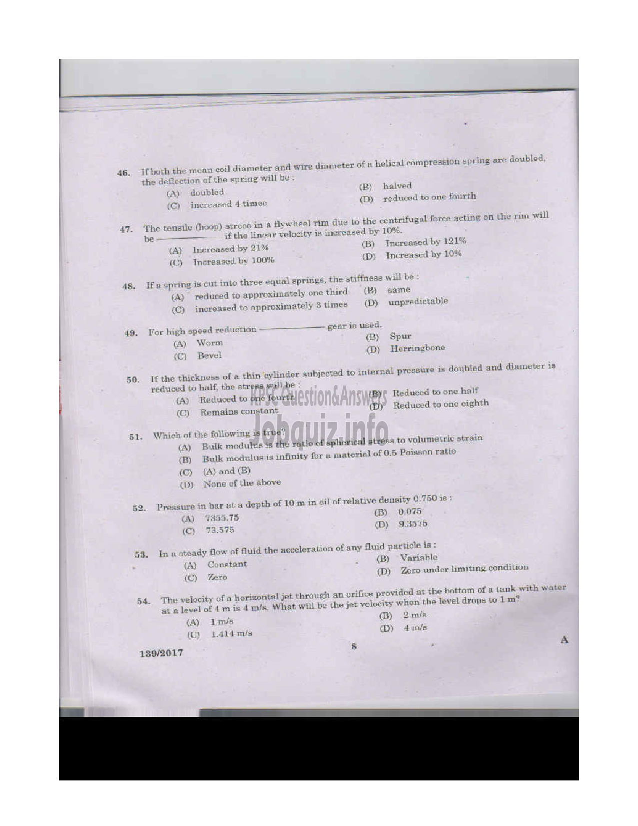 Kerala PSC Question Paper - ASSISTANT ENGINEER GROUND WATER DEPARTMENT-7