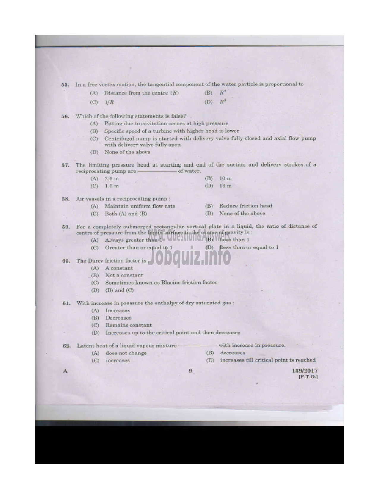Kerala PSC Question Paper - ASSISTANT ENGINEER GROUND WATER DEPARTMENT-8
