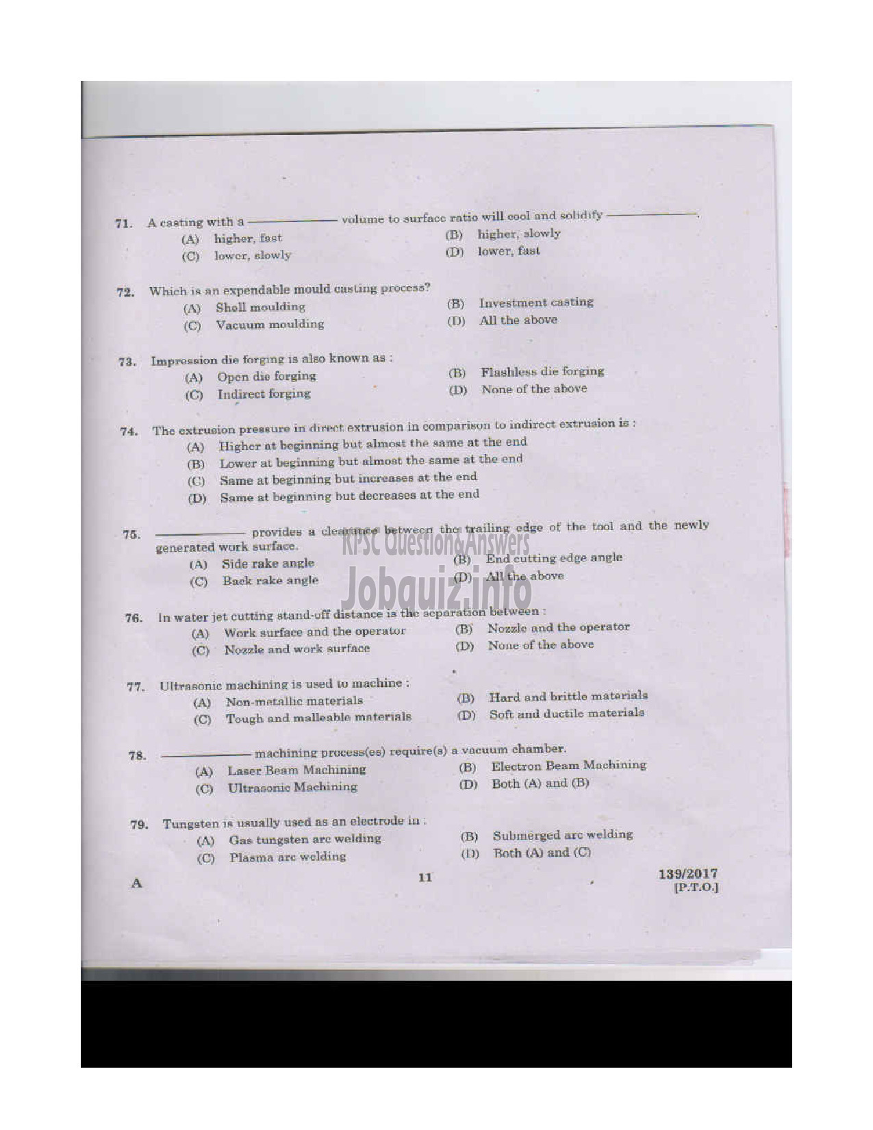 Kerala PSC Question Paper - ASSISTANT ENGINEER GROUND WATER DEPARTMENT-10
