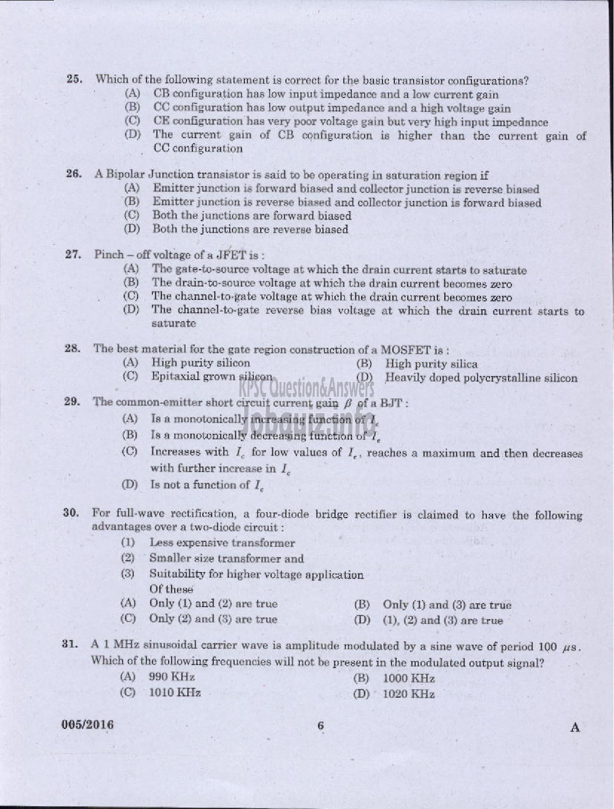 Kerala PSC Question Paper - ASSISTANT ENGINEER UNITED ELECTRICAL INDUSTRIES LTD-4