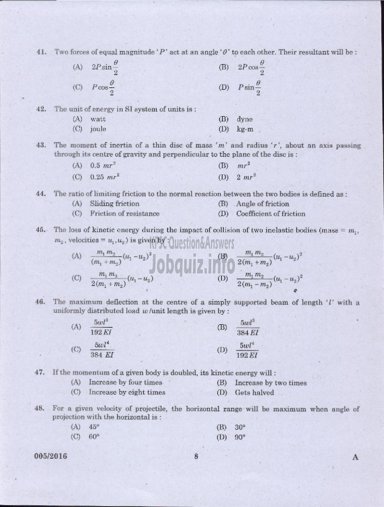 Kerala PSC Question Paper - ASSISTANT ENGINEER UNITED ELECTRICAL INDUSTRIES LTD-6