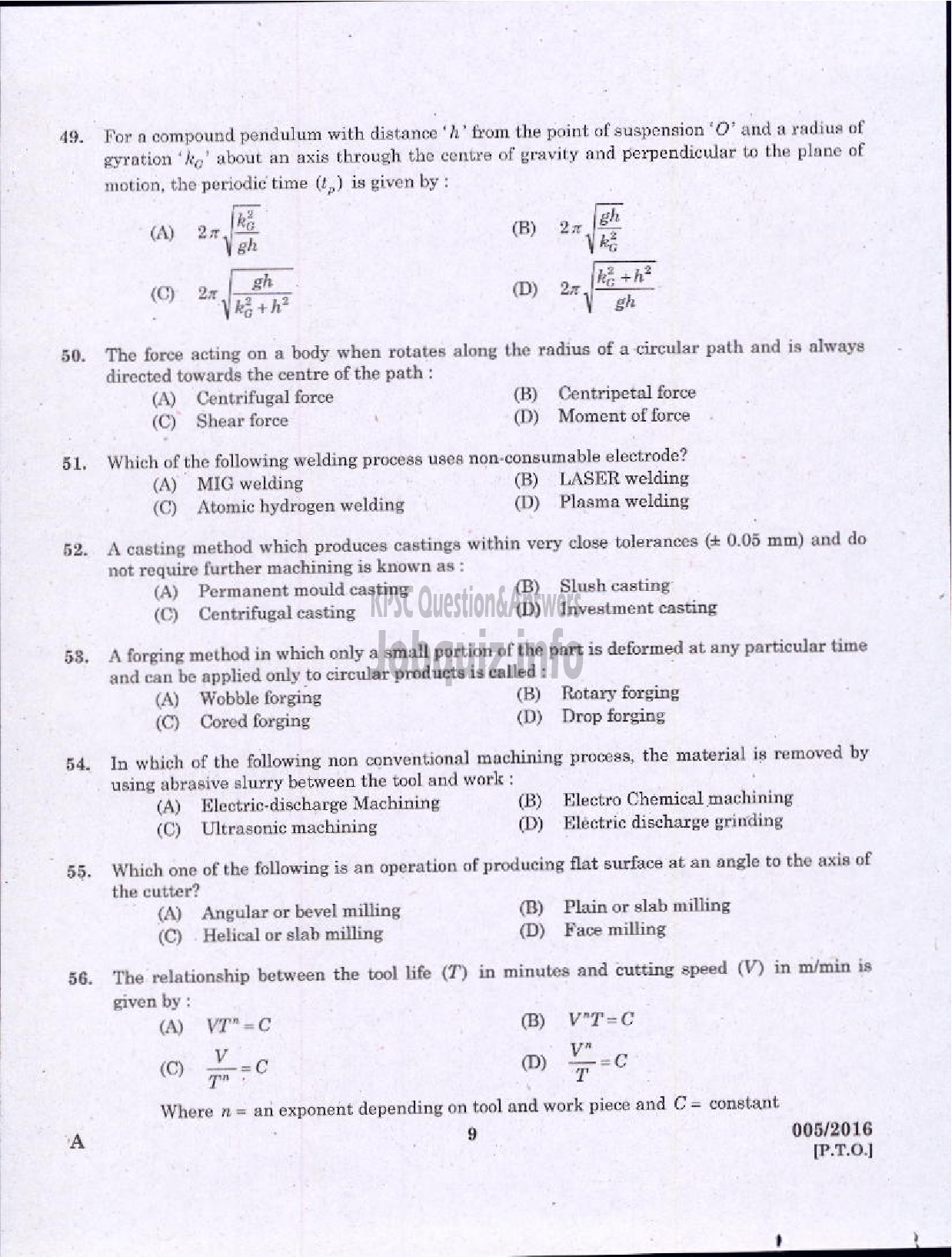 Kerala PSC Question Paper - ASSISTANT ENGINEER UNITED ELECTRICAL INDUSTRIES LTD-7