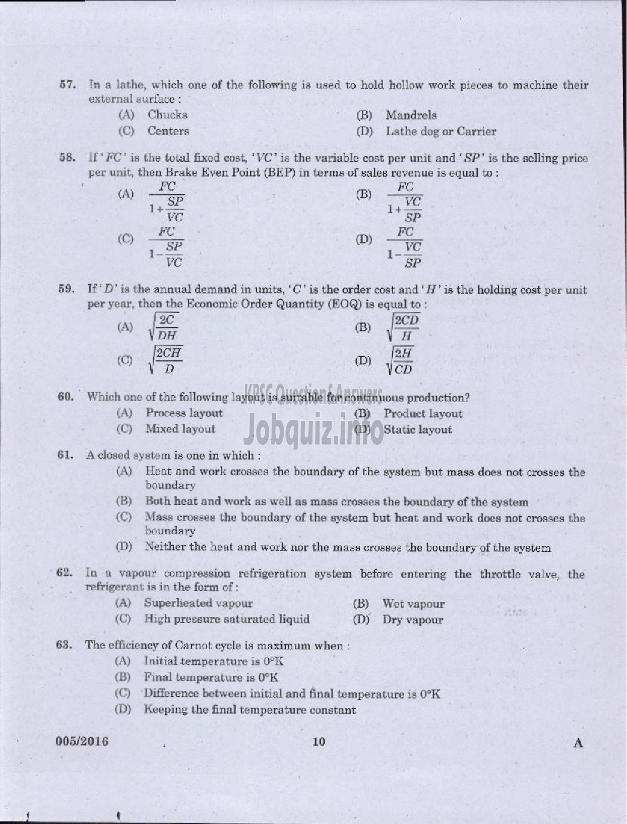 Kerala PSC Question Paper - ASSISTANT ENGINEER UNITED ELECTRICAL INDUSTRIES LTD-8