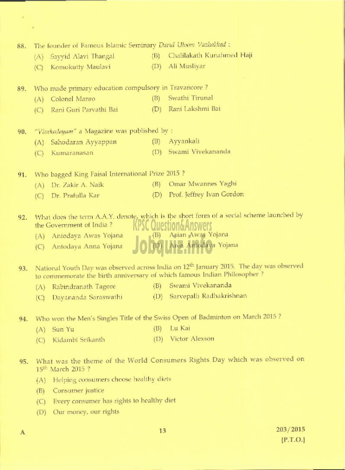 Kerala PSC Question Paper - ASSISTANT ENVIRONMENTAL OFFICER ENVIRONMENT AND CLIMATE CHANGE-11