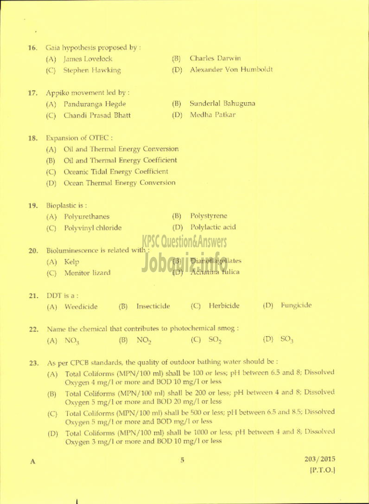 Kerala PSC Question Paper - ASSISTANT ENVIRONMENTAL OFFICER ENVIRONMENT AND CLIMATE CHANGE-3