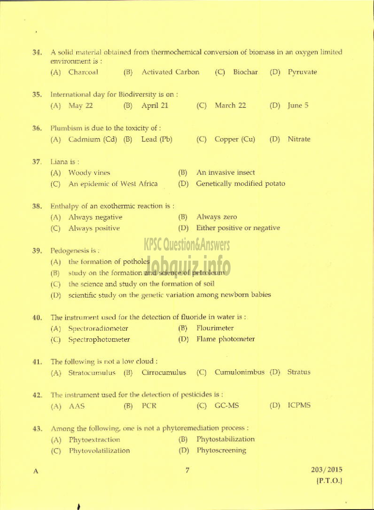 Kerala PSC Question Paper - ASSISTANT ENVIRONMENTAL OFFICER ENVIRONMENT AND CLIMATE CHANGE-5