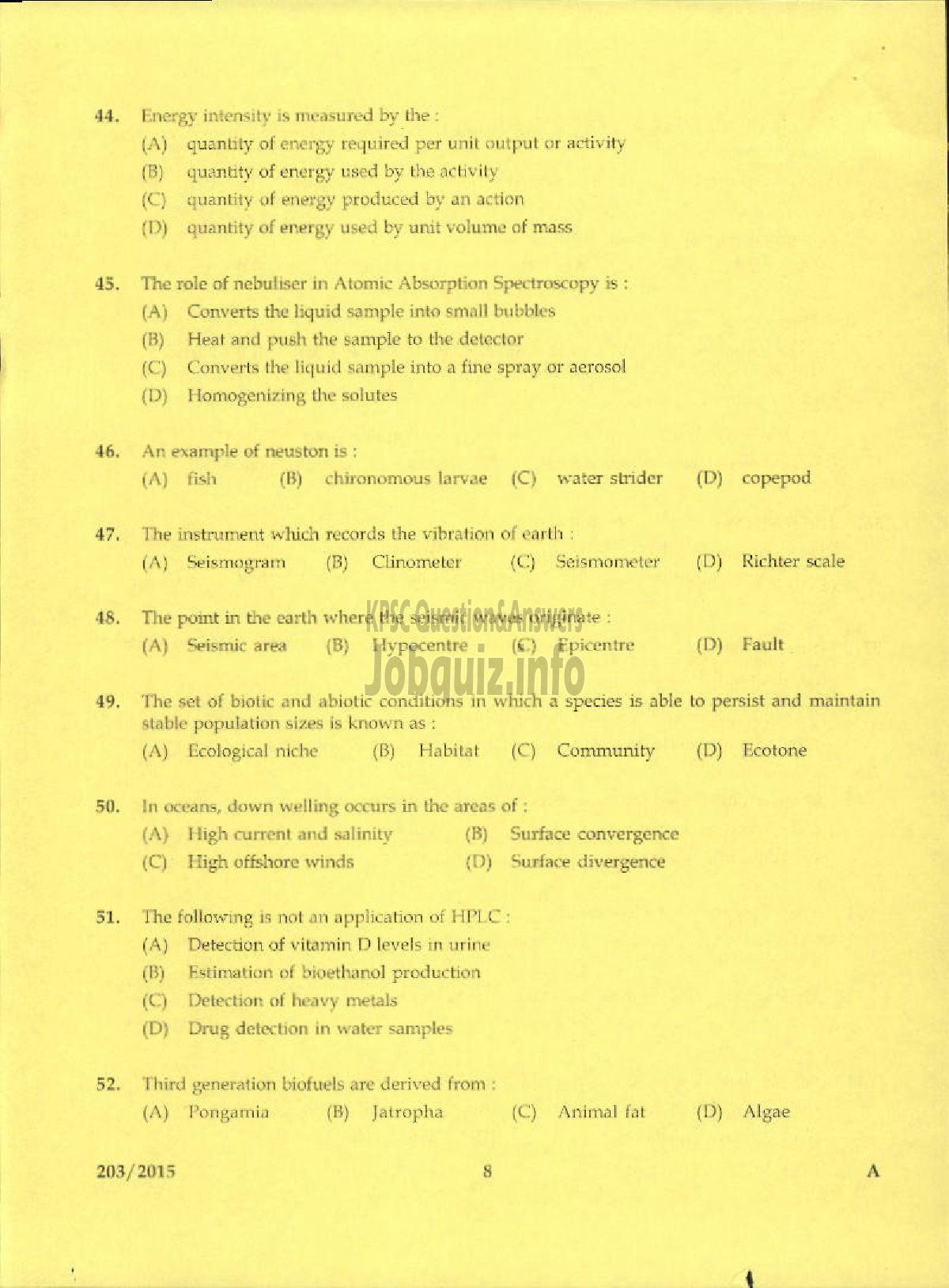 Kerala PSC Question Paper - ASSISTANT ENVIRONMENTAL OFFICER ENVIRONMENT AND CLIMATE CHANGE-6
