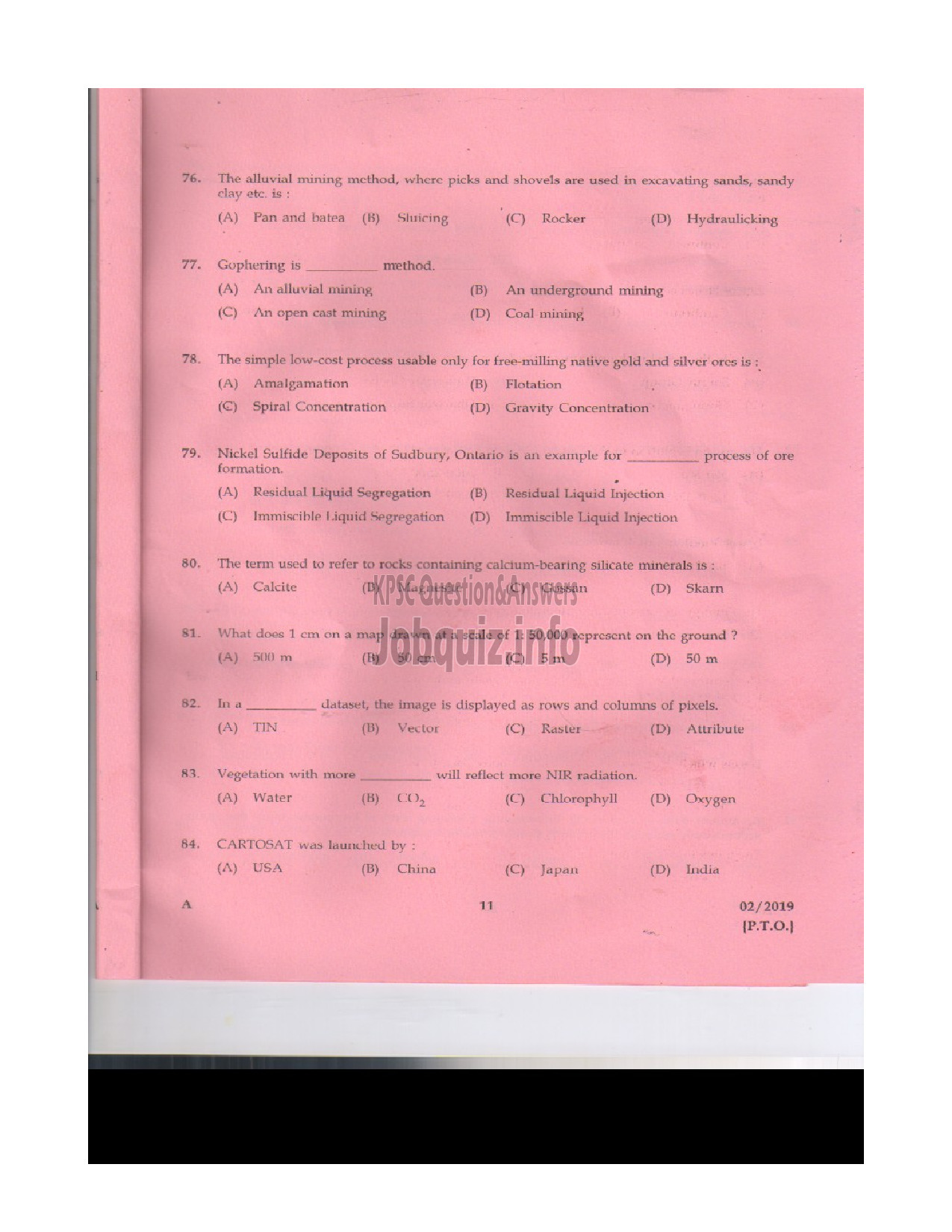 Kerala PSC Question Paper - ASSISTANT GEOLOGIST MINING AND GEOLOGY-10