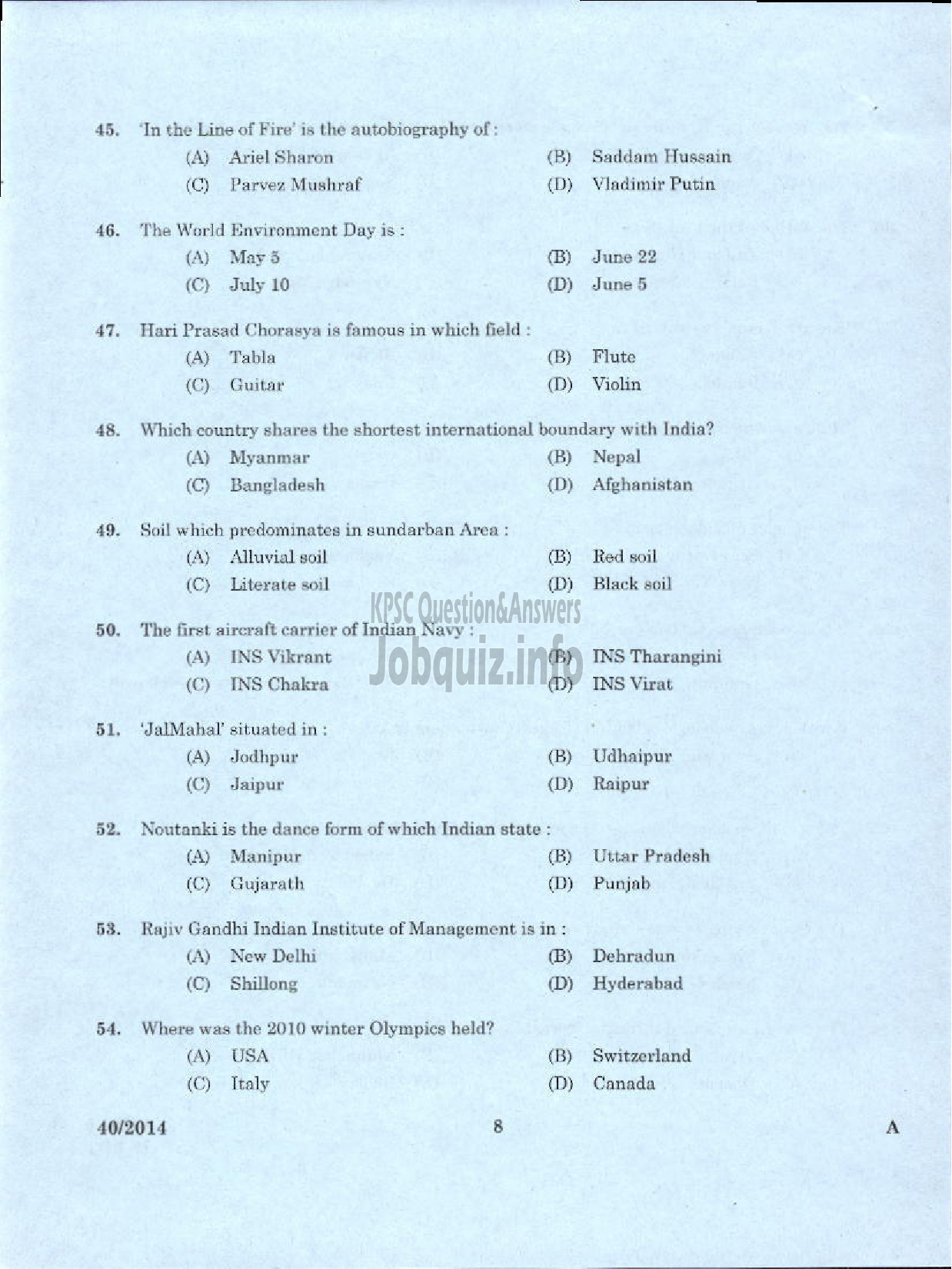 Kerala PSC Question Paper - ASSISTANT INFO OFFICER NCA ST INFO PR AND ASSISTANT AUDITOR NCA PH DEAF SECRETARIAT KPSC-6