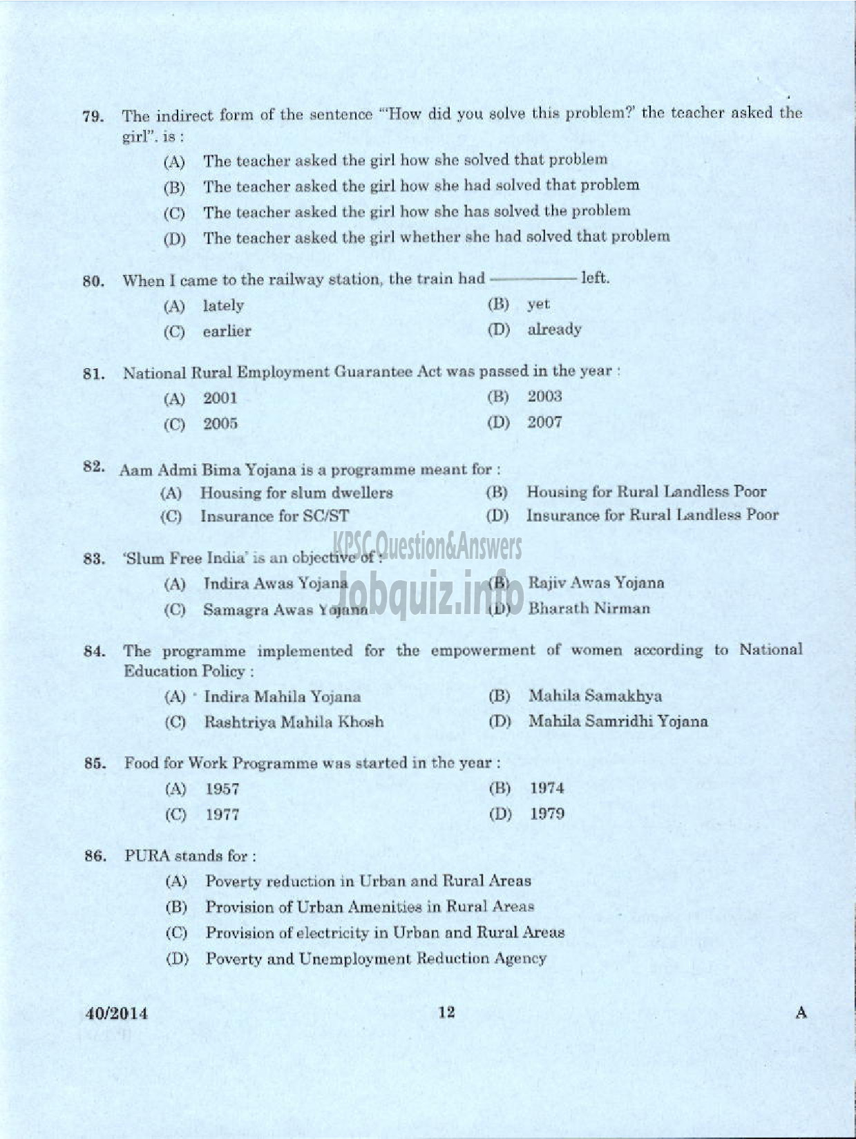 Kerala PSC Question Paper - ASSISTANT INFO OFFICER NCA ST INFO PR AND ASSISTANT AUDITOR NCA PH DEAF SECRETARIAT KPSC-10