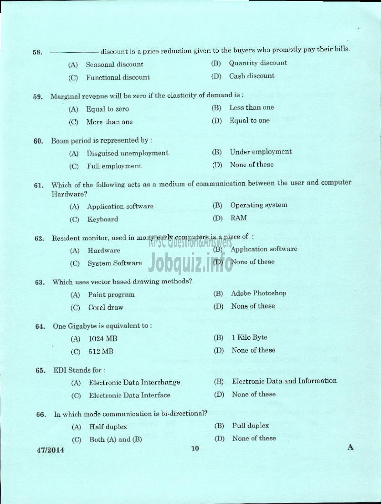 Kerala PSC Question Paper - ASSISTANT MANAGER APEX SOCIETIES OF CO OPERATIVE SECTOR IN KERALA-8