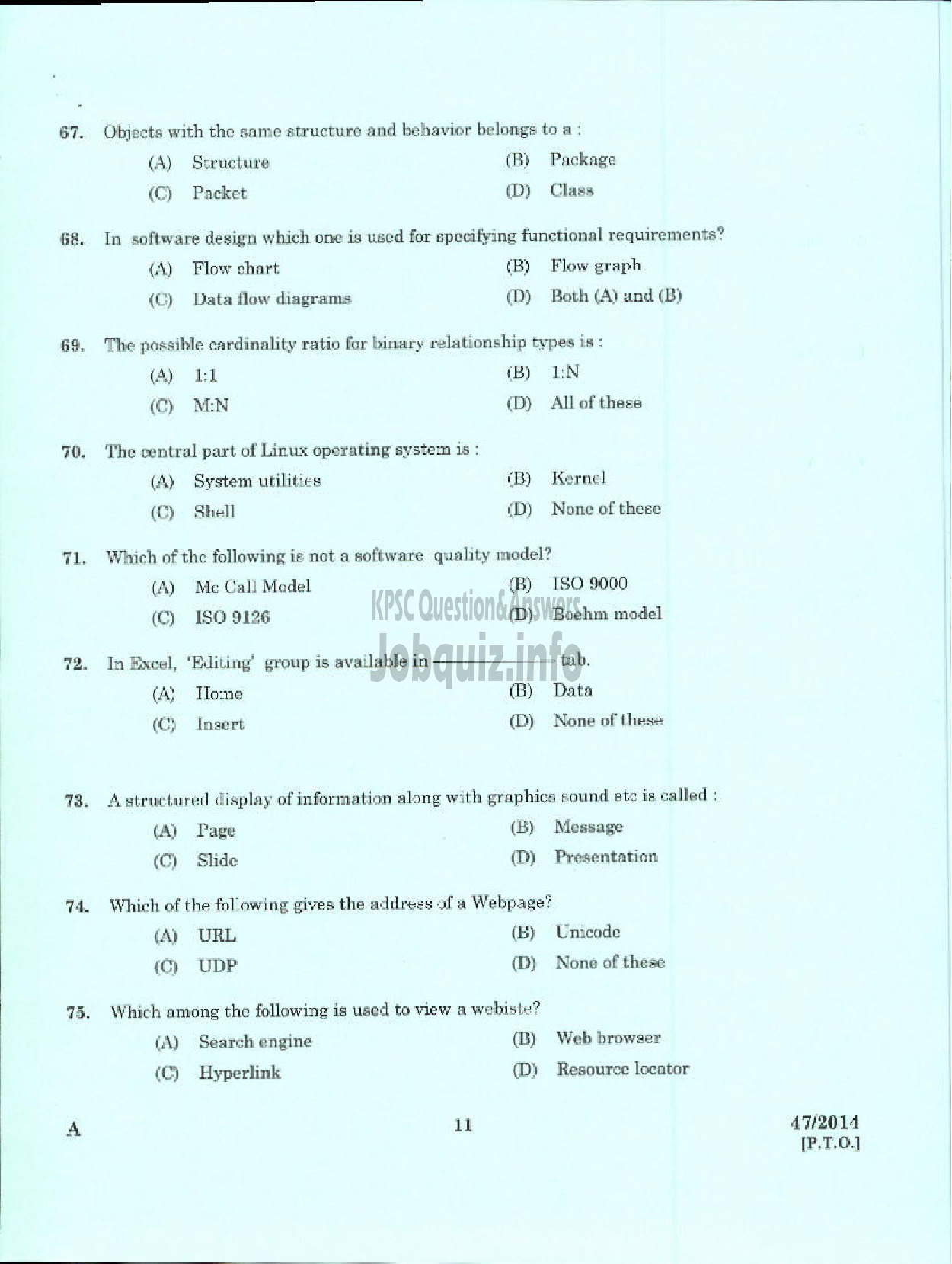 Kerala PSC Question Paper - ASSISTANT MANAGER APEX SOCIETIES OF CO OPERATIVE SECTOR IN KERALA-9