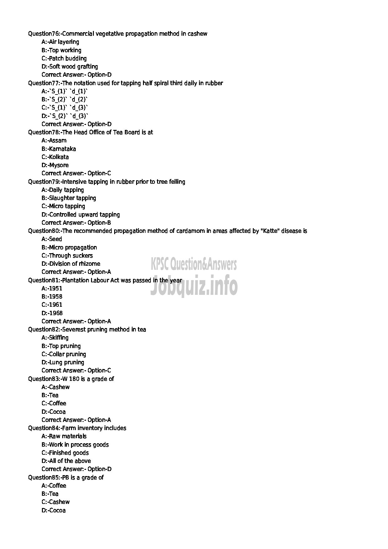 Kerala PSC Question Paper - ASSISTANT MANAGER PLANTATION CORPORATION OF KERALA LTD-9