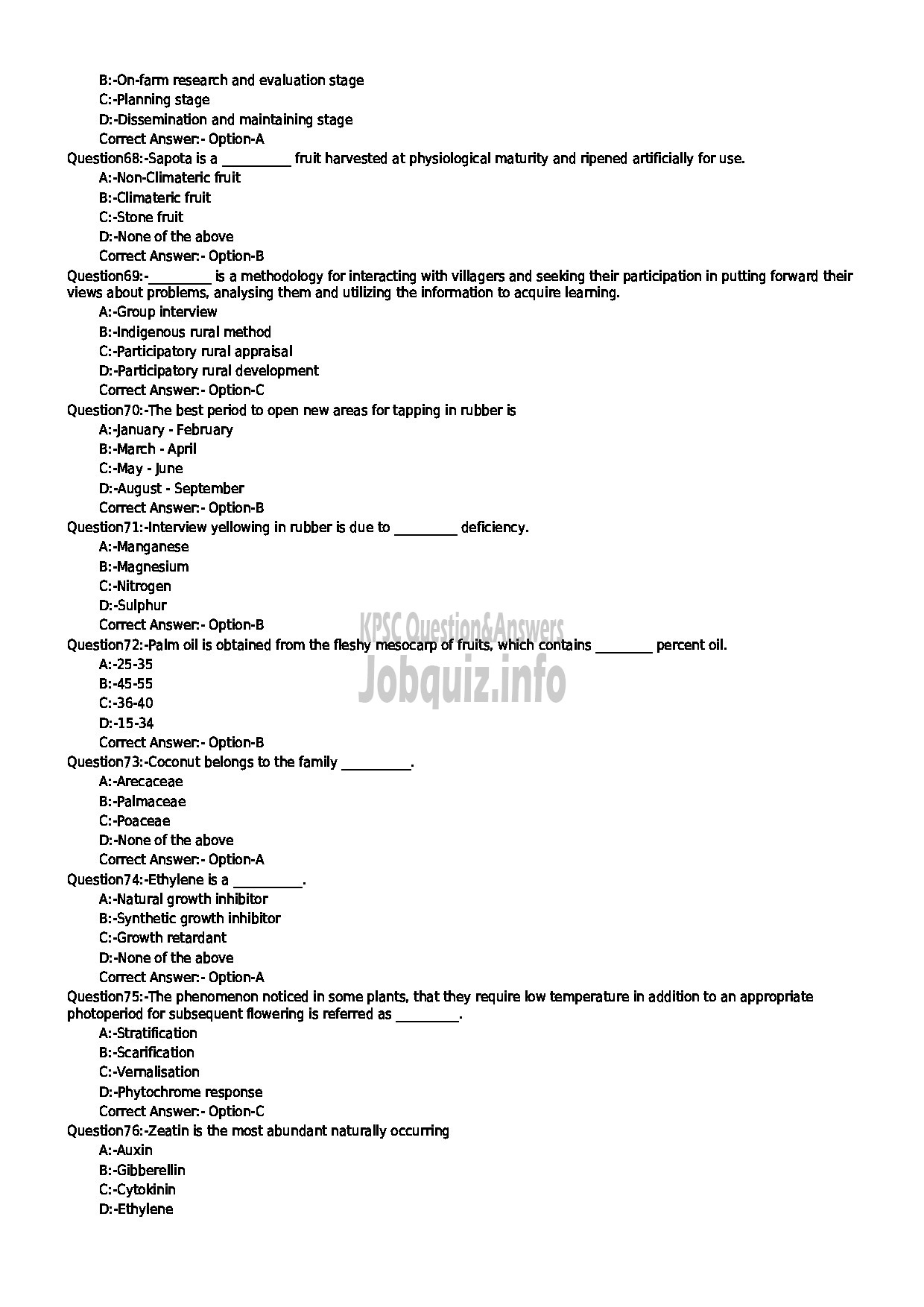 Kerala PSC Question Paper - ASSISTANT MANAGER THE PLANTATION CORPORATION OF KERALA LTD-8