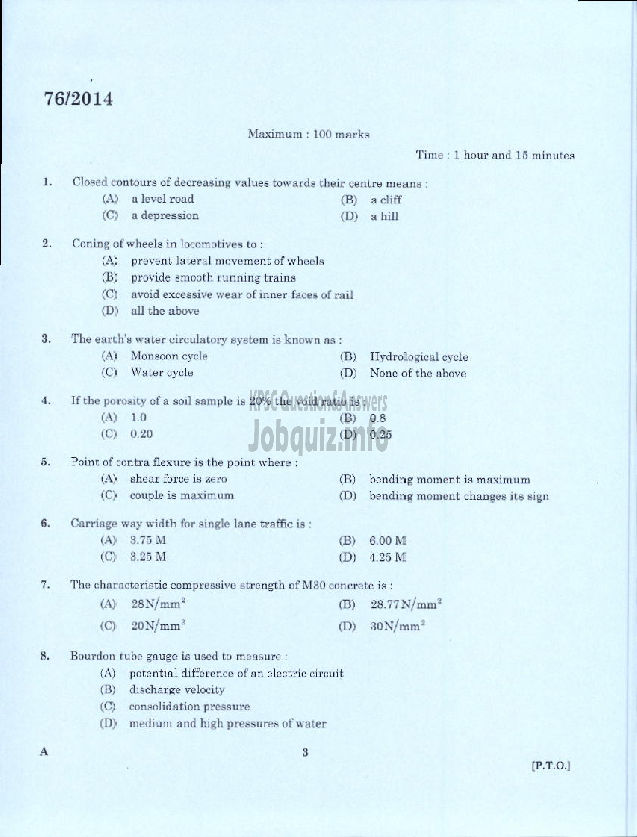 Kerala PSC Question Paper - ASSISTANT MARINE SURVEYOR SR FROM SC/ST PORT HYDROGRAPHIC SURVEY BRANCH-1