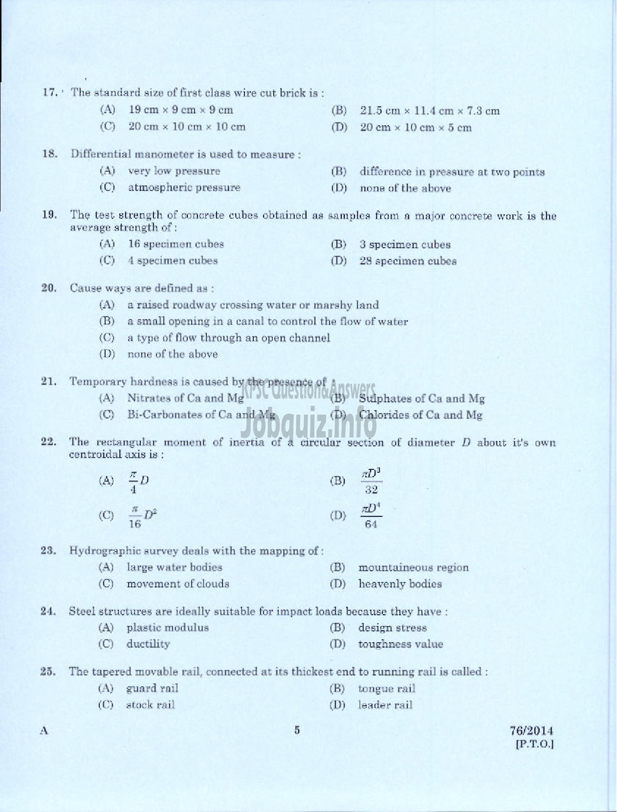 Kerala PSC Question Paper - ASSISTANT MARINE SURVEYOR SR FROM SC/ST PORT HYDROGRAPHIC SURVEY BRANCH-3