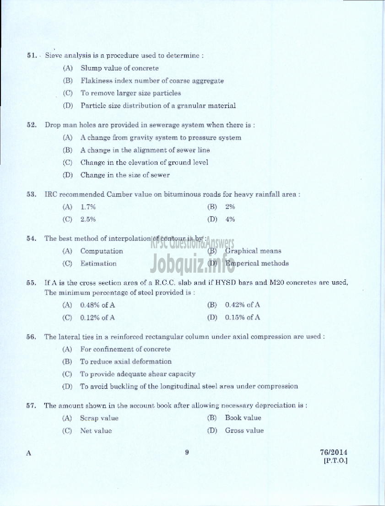 Kerala PSC Question Paper - ASSISTANT MARINE SURVEYOR SR FROM SC/ST PORT HYDROGRAPHIC SURVEY BRANCH-7