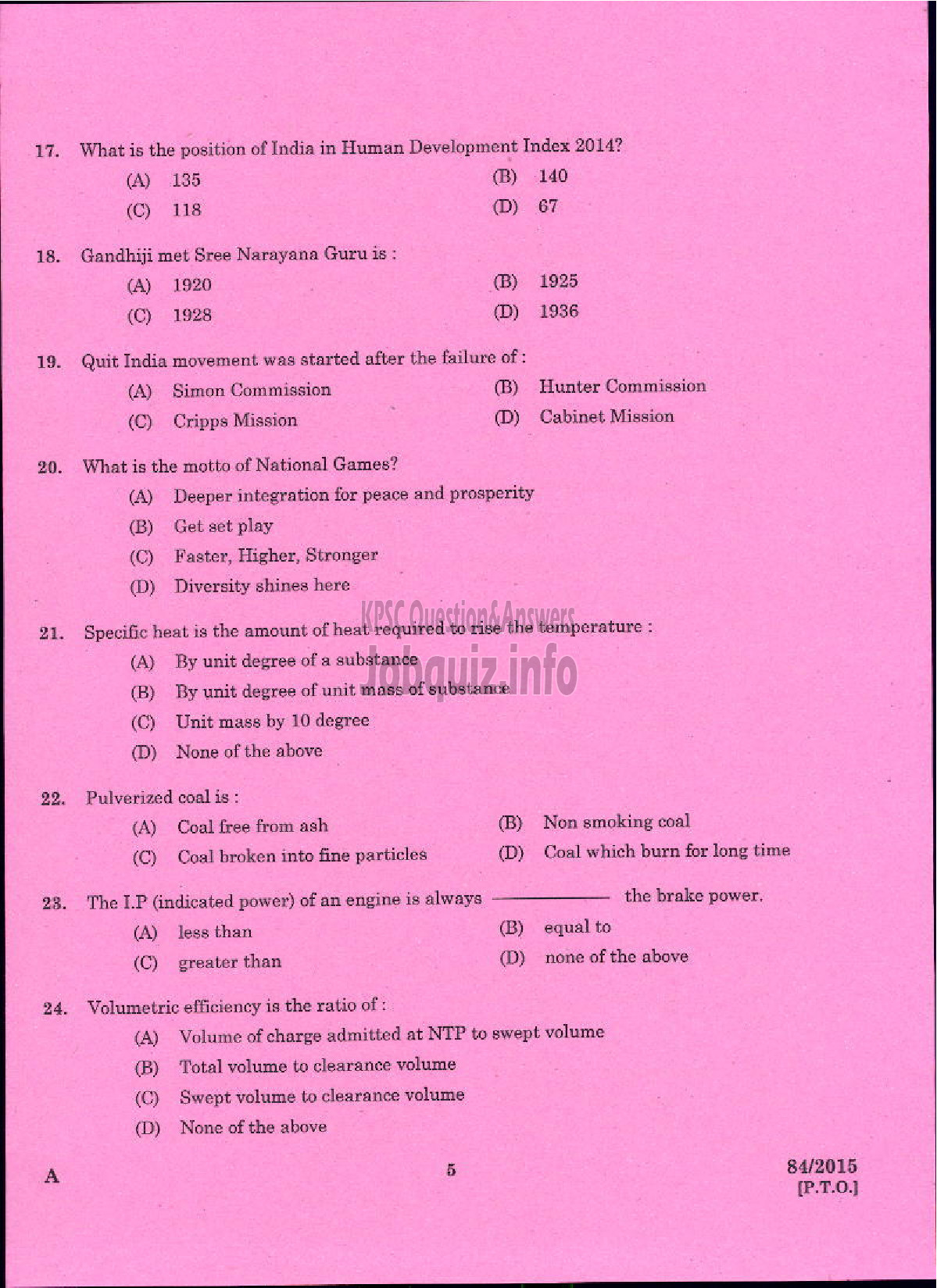 Kerala PSC Question Paper - ASSISTANT MOTOR VEHICLES INSPECTOR MOTOR VEHICLES-3