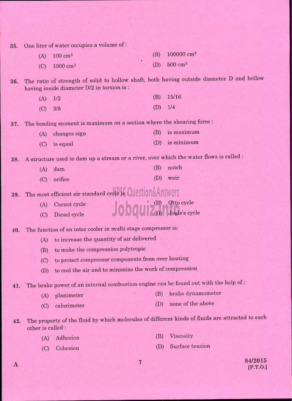 Kerala PSC Question Paper - ASSISTANT MOTOR VEHICLES INSPECTOR MOTOR VEHICLES-5