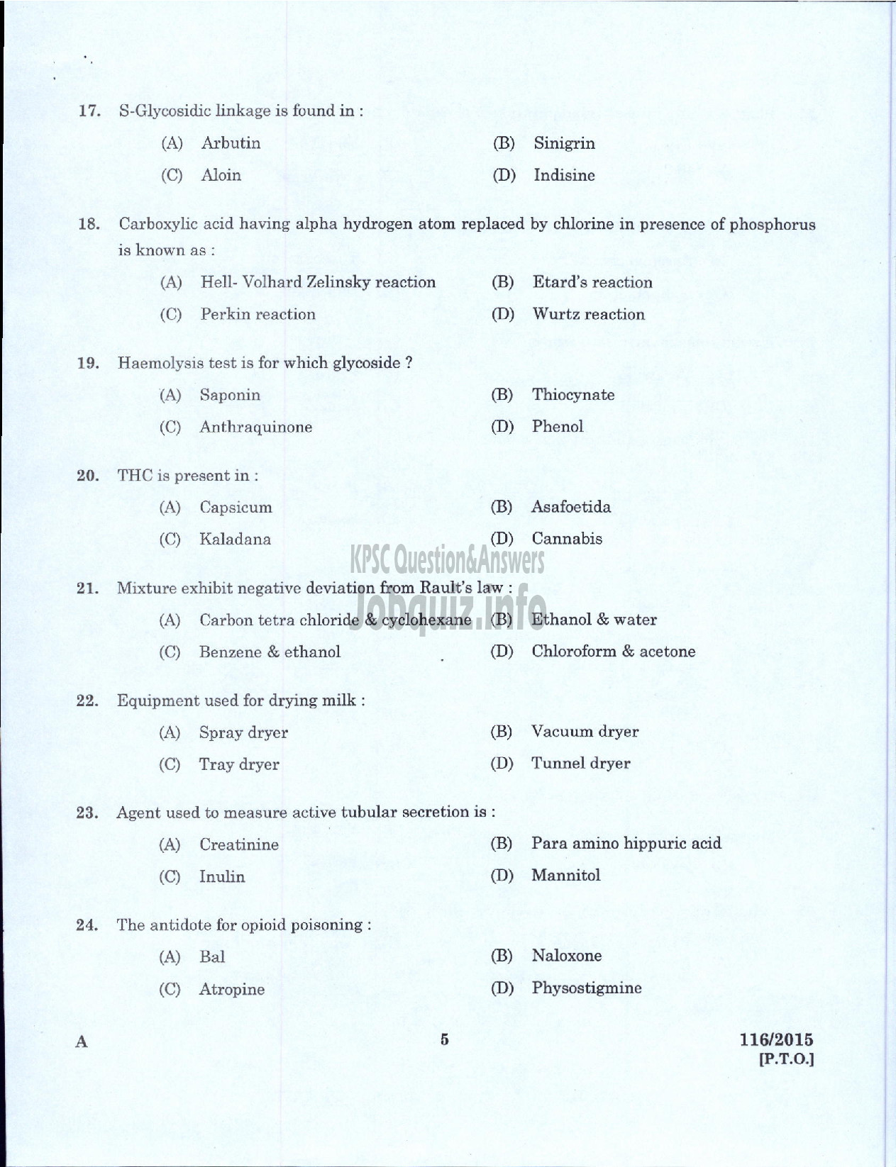 Kerala PSC Question Paper - ASSISTANT PHARMACIST KERALA STATE CIVIL SUPPLIES CORPORATION LTD-3