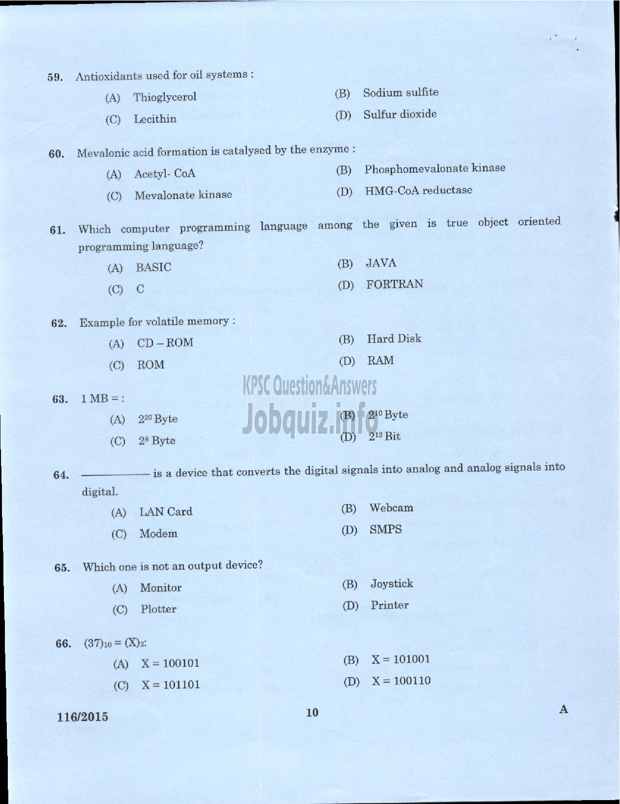 Kerala PSC Question Paper - ASSISTANT PHARMACIST KERALA STATE CIVIL SUPPLIES CORPORATION LTD-8