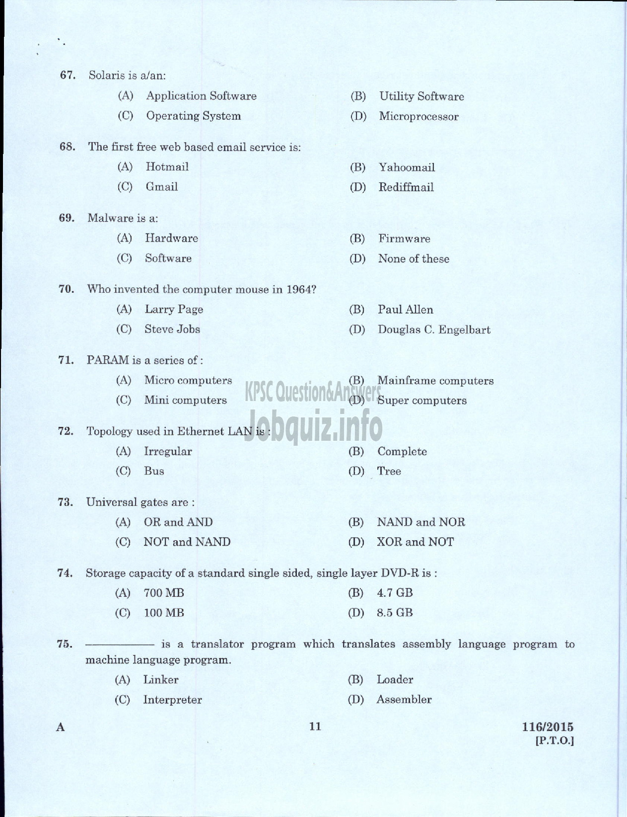 Kerala PSC Question Paper - ASSISTANT PHARMACIST KERALA STATE CIVIL SUPPLIES CORPORATION LTD-9