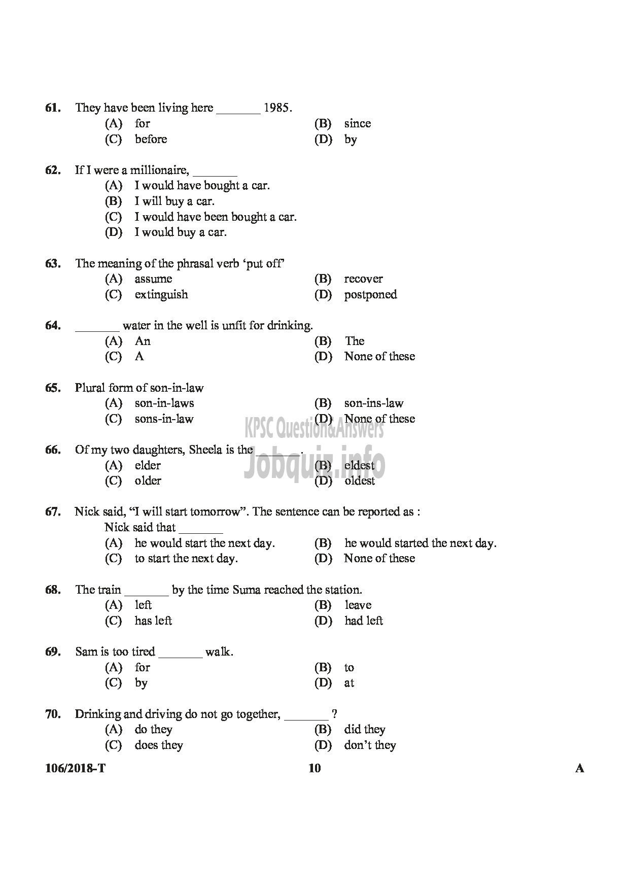 Kerala PSC Question Paper - ASSISTANT PRISON OFFICER/ FEMALE ASSISTANT PRISON OFFICER PRISON TAMIL -10