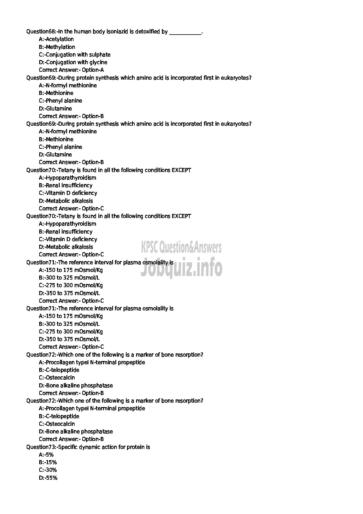 Kerala PSC Question Paper - ASSISTANT PROFESSOR BIOCHMISTRY MEDICAL EDUCATION DEPARTMENT MEDIUM : ENGLISH-15