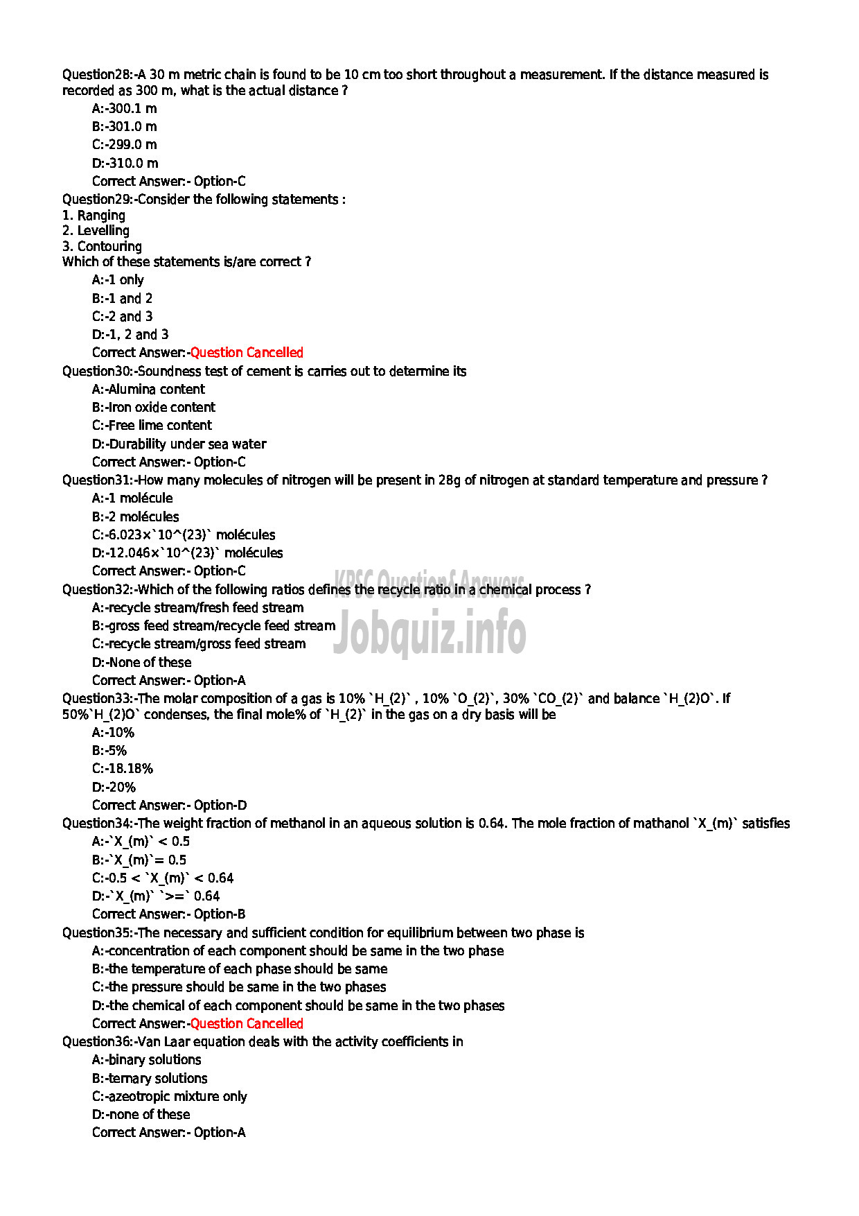 Kerala PSC Question Paper - ASSISTANT PROFESSOR CHEMICAL ENGINEERING TECHNICAL EDUCATION-4