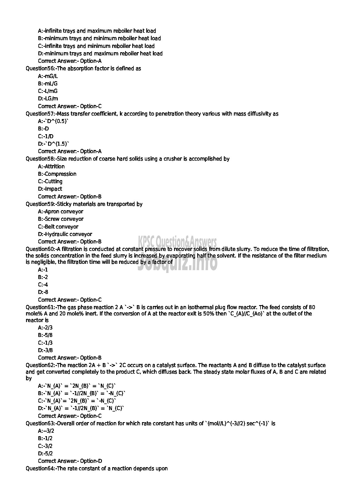 Kerala PSC Question Paper - ASSISTANT PROFESSOR CHEMICAL ENGINEERING TECHNICAL EDUCATION-7