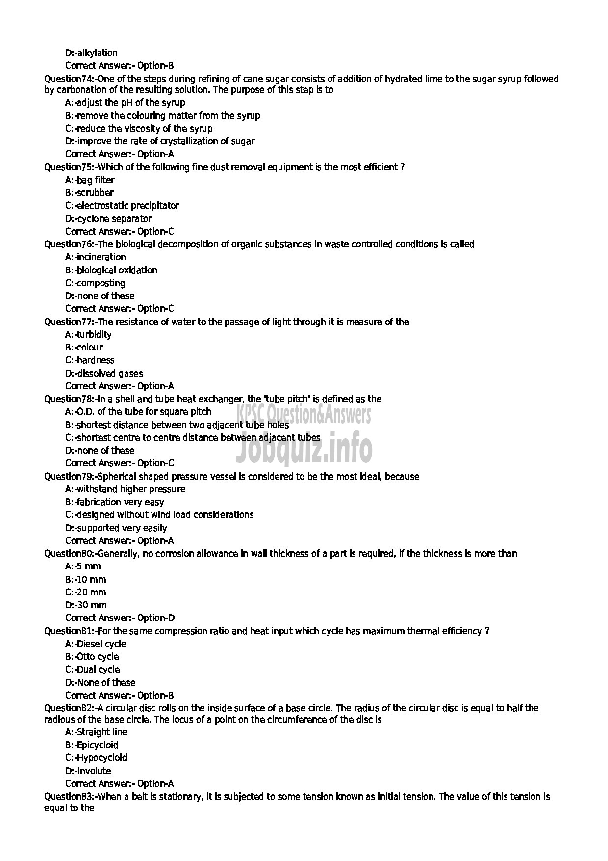 Kerala PSC Question Paper - ASSISTANT PROFESSOR CHEMICAL ENGINEERING TECHNICAL EDUCATION-9