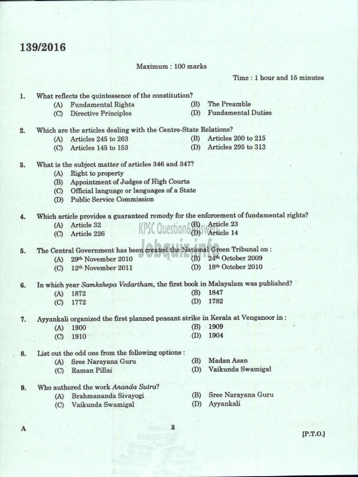 Kerala PSC Question Paper - ASSISTANT PROFESSOR CIVIL ENGINEERING TECHNICAL EDUCATION ENGINEERING COLLEGES-1