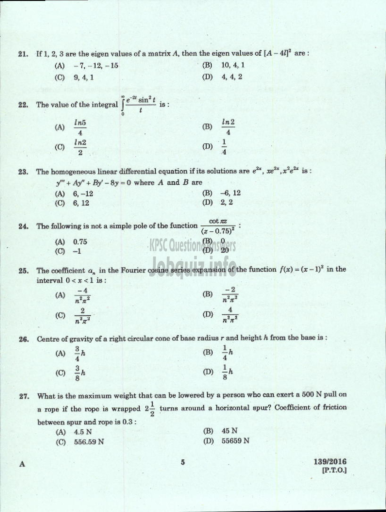 Kerala PSC Question Paper - ASSISTANT PROFESSOR CIVIL ENGINEERING TECHNICAL EDUCATION ENGINEERING COLLEGES-3