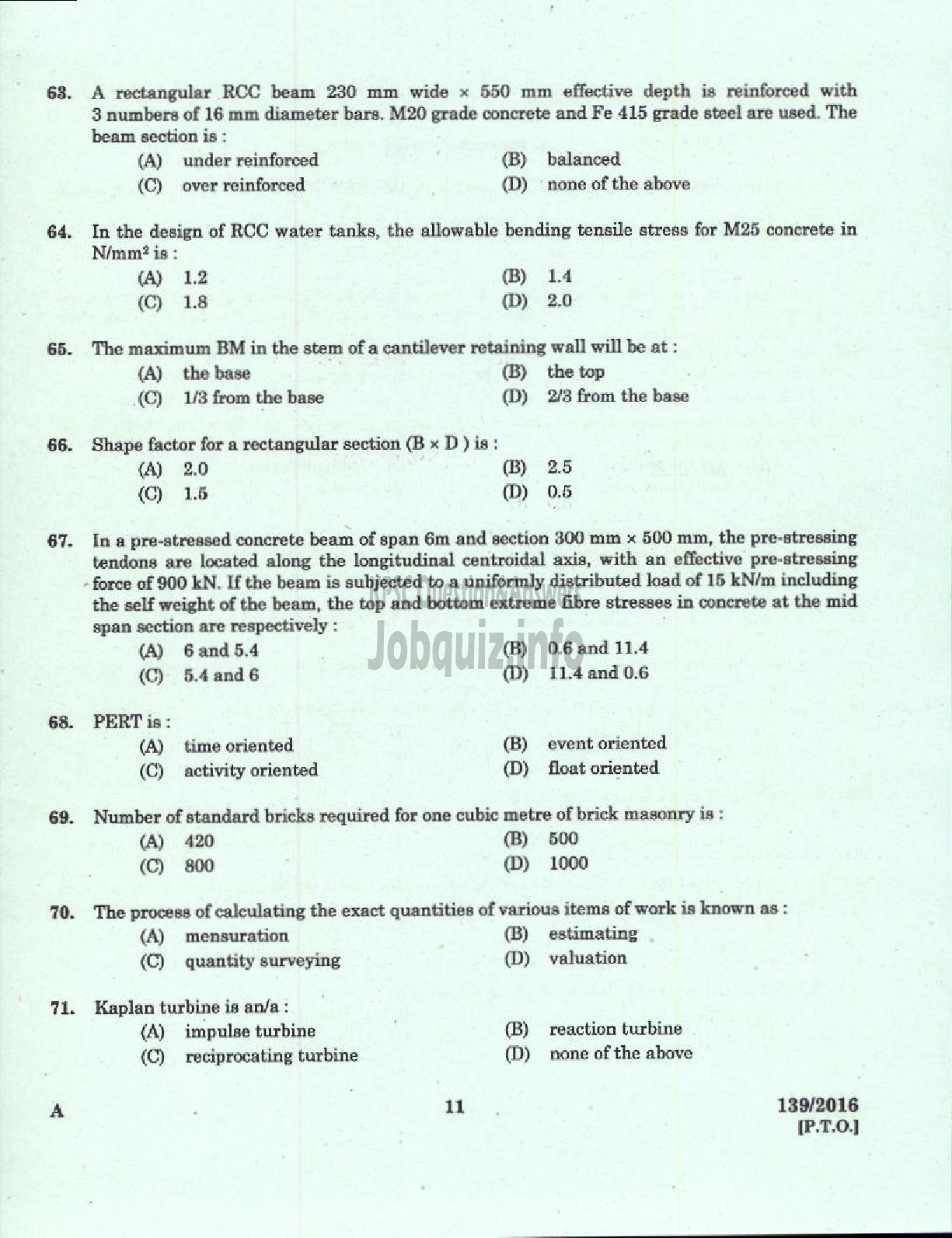 Kerala PSC Question Paper - ASSISTANT PROFESSOR CIVIL ENGINEERING TECHNICAL EDUCATION ENGINEERING COLLEGES-9