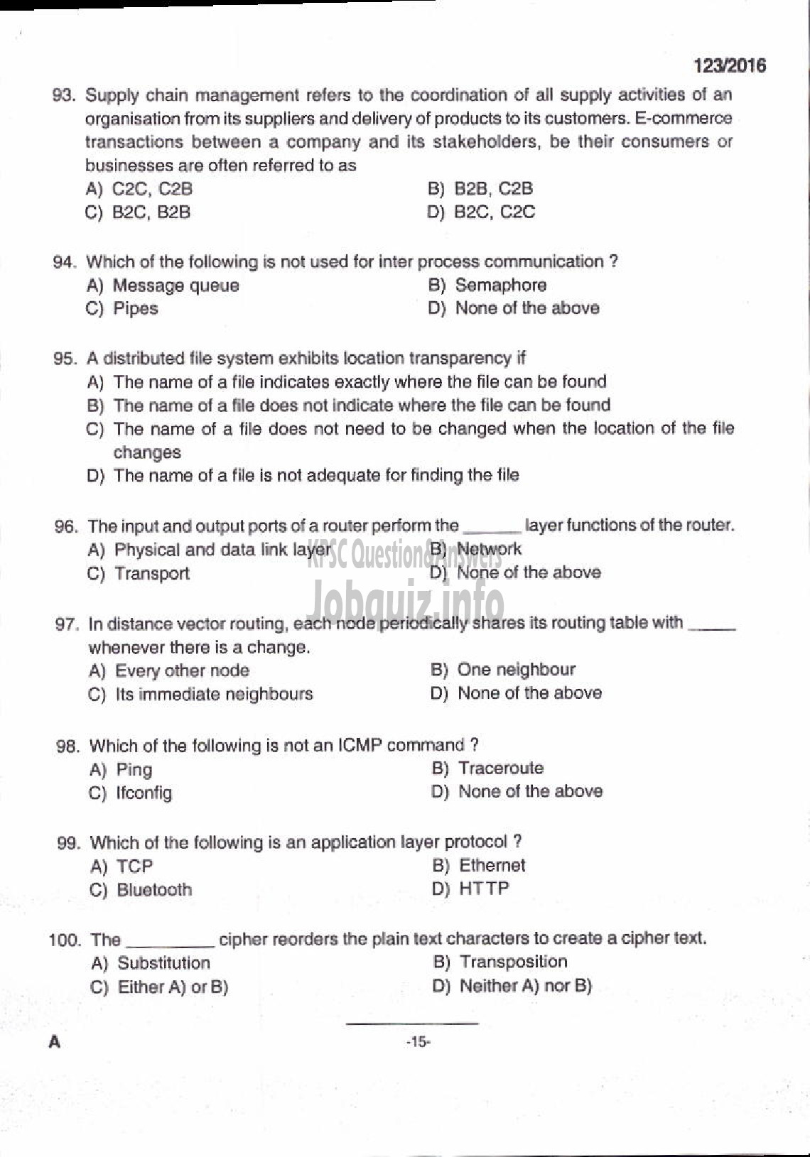 Kerala PSC Question Paper - ASSISTANT PROFESSOR COMPUTER SCIENCE AND ENGINEERING TECHNICAL EDUCATION ENGINEERING DCOLLEGES-11