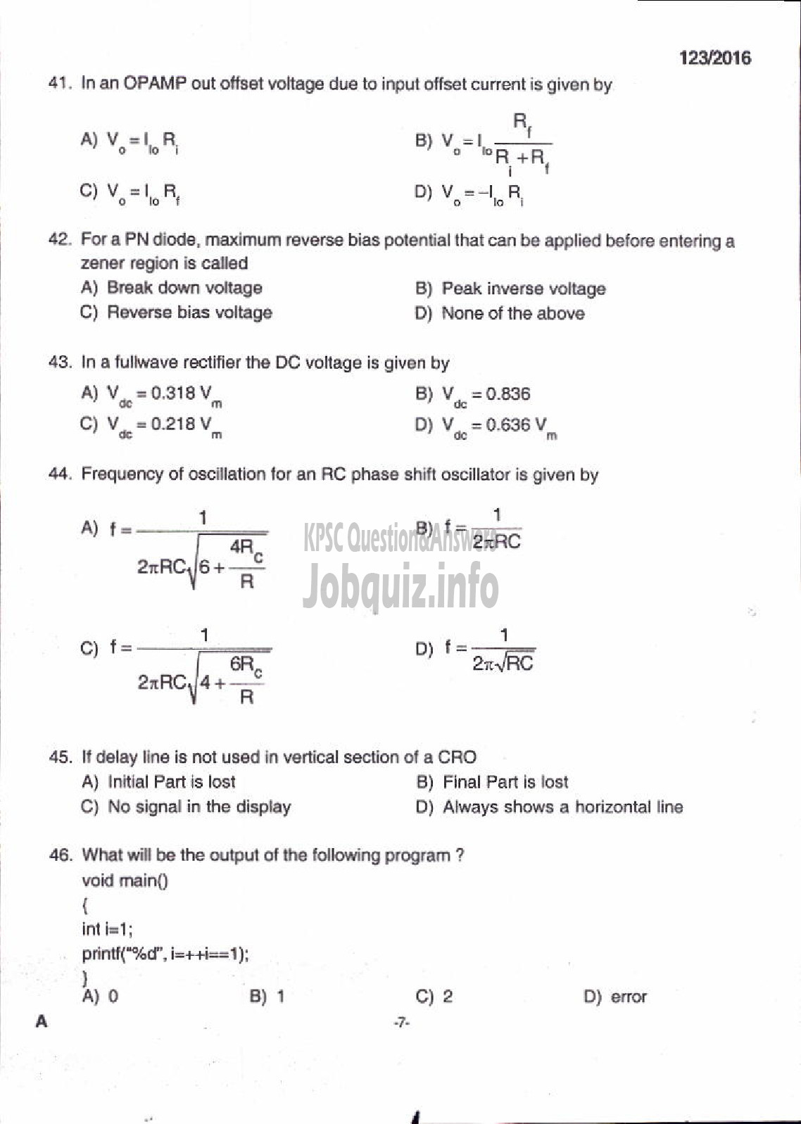 Kerala PSC Question Paper - ASSISTANT PROFESSOR COMPUTER SCIENCE AND ENGINEERING TECHNICAL EDUCATION ENGINEERING DCOLLEGES-5