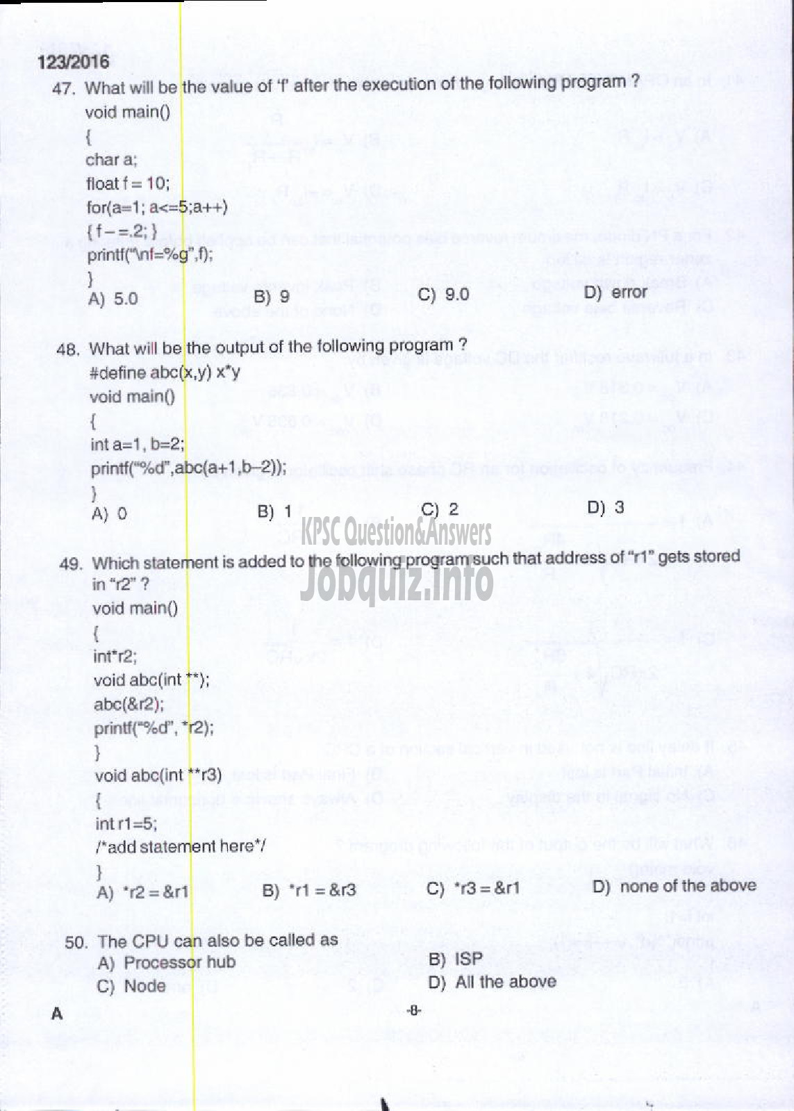 Kerala PSC Question Paper - ASSISTANT PROFESSOR COMPUTER SCIENCE AND ENGINEERING TECHNICAL EDUCATION ENGINEERING DCOLLEGES-6