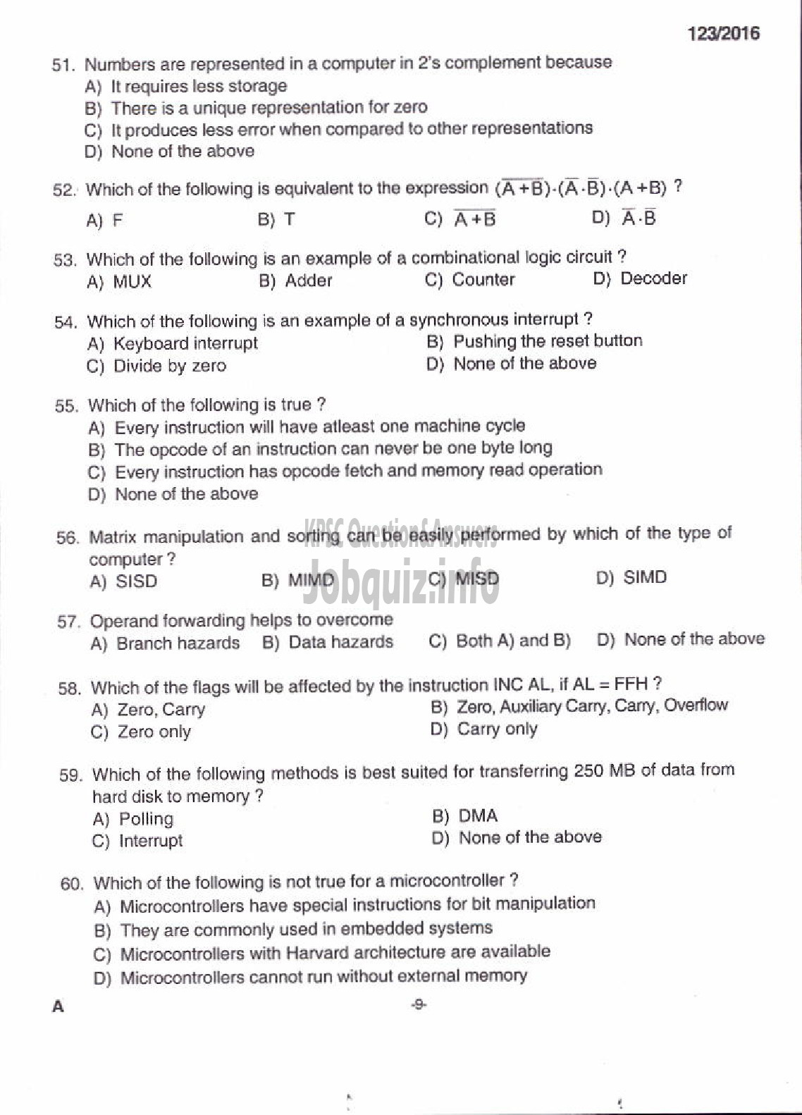 Kerala PSC Question Paper - ASSISTANT PROFESSOR COMPUTER SCIENCE AND ENGINEERING TECHNICAL EDUCATION ENGINEERING DCOLLEGES-7