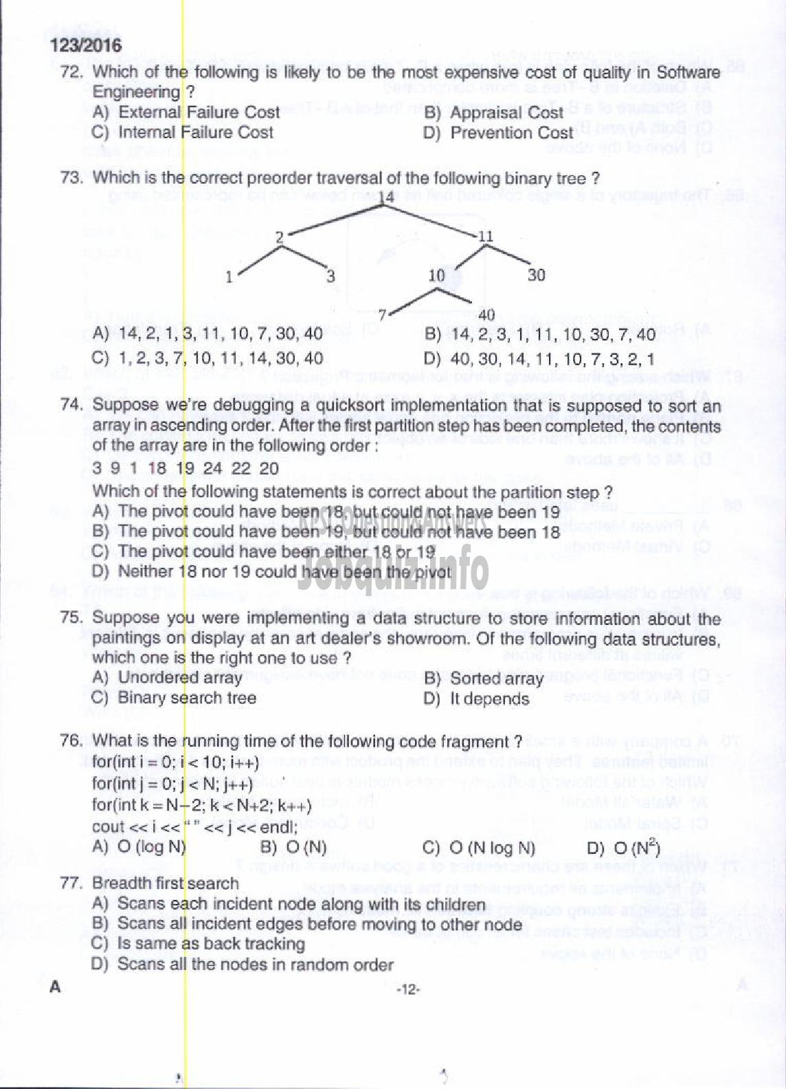 Kerala PSC Question Paper - ASSISTANT PROFESSOR COMPUTER SCIENCE AND ENGINEERING TECHNICAL EDUCATION ENGINEERING DCOLLEGES-8