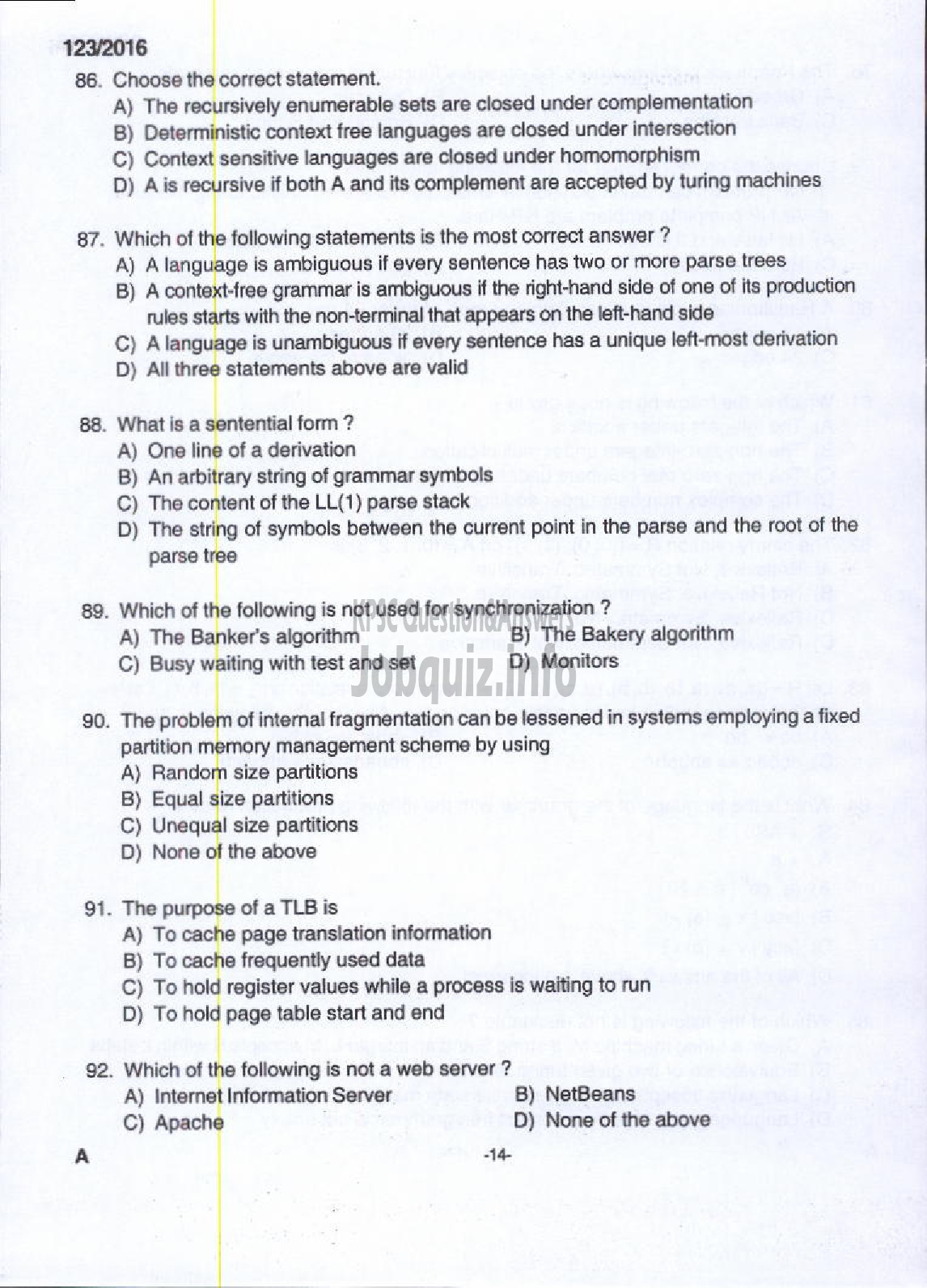 Kerala PSC Question Paper - ASSISTANT PROFESSOR COMPUTER SCIENCE AND ENGINEERING TECHNICAL EDUCATION ENGINEERING DCOLLEGES-10