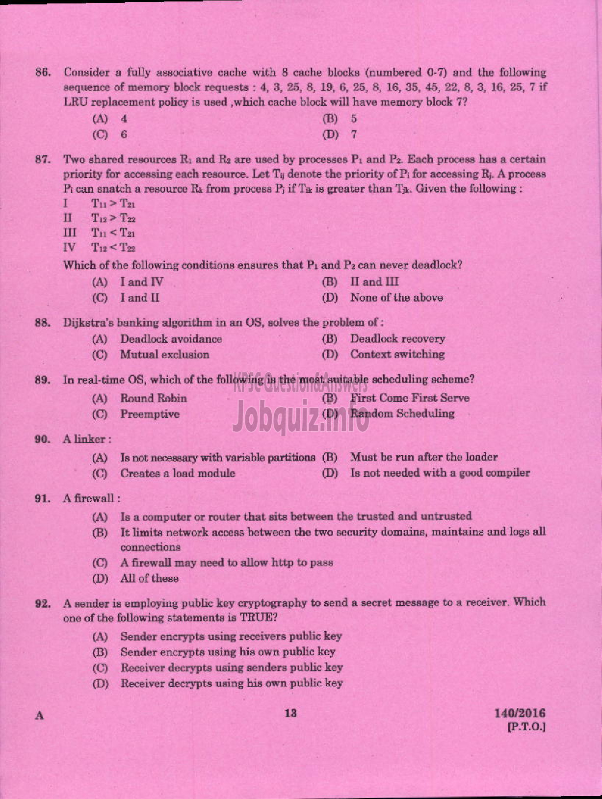 Kerala PSC Question Paper - ASSISTANT PROFESSOR INFORMATION TECHNOLO0GY TECHNICAL EDUCATION ENGINEERING DCOLLEGES-11