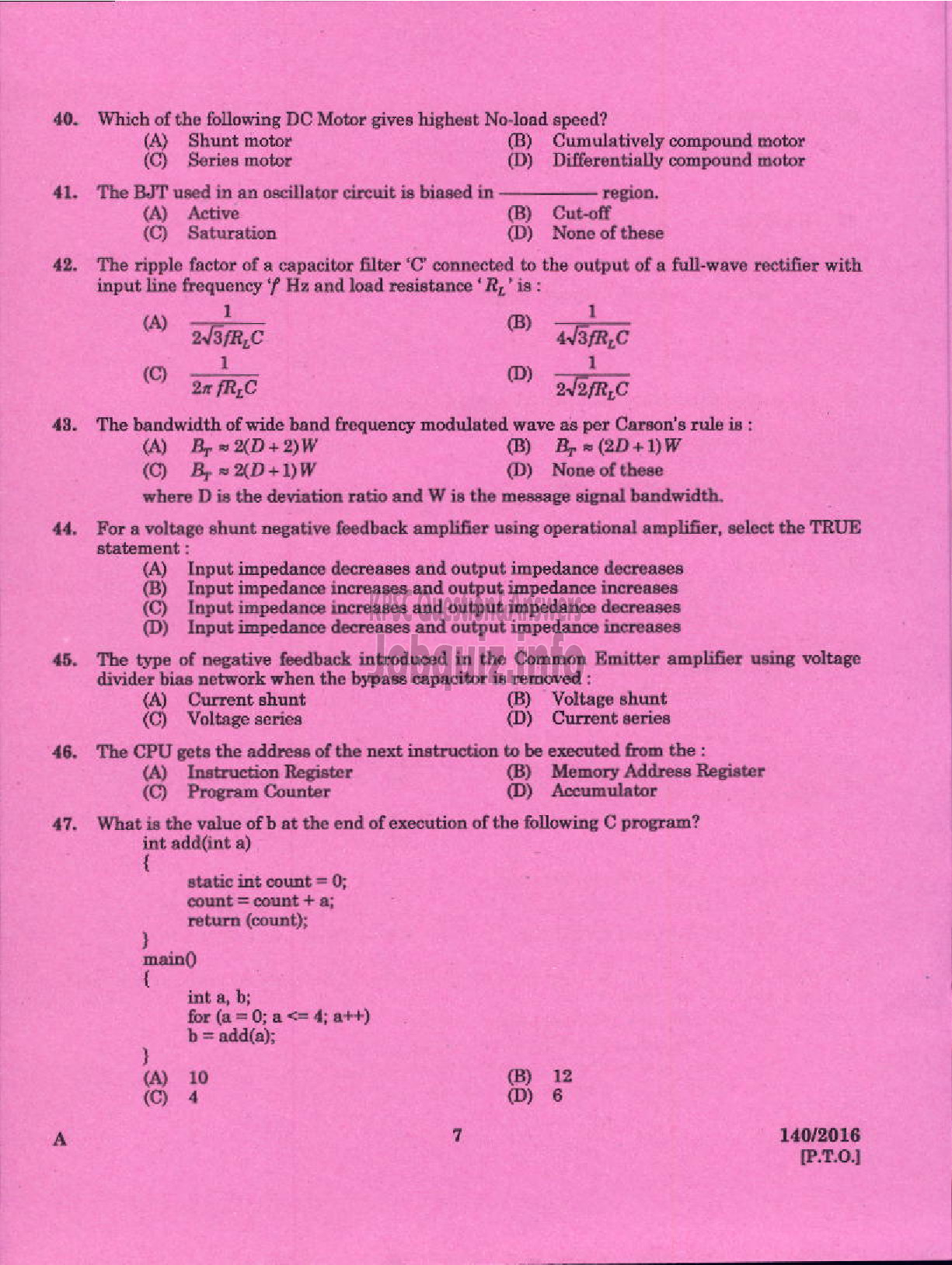 Kerala PSC Question Paper - ASSISTANT PROFESSOR INFORMATION TECHNOLO0GY TECHNICAL EDUCATION ENGINEERING DCOLLEGES-5